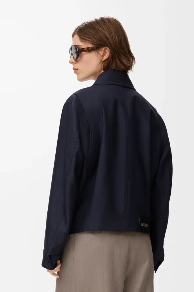 Belted jacket in wool and silk Navy Blue Belted jacket in wool and silk Navy Blue