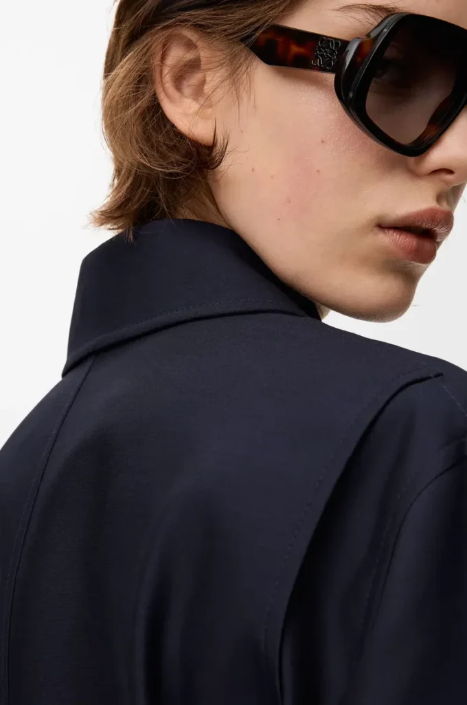 Belted jacket in wool and silk Navy Blue Belted jacket in wool and silk Navy Blue