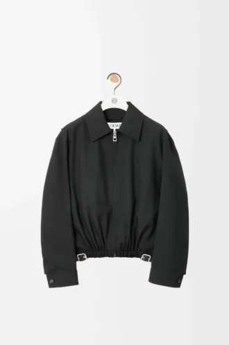 Belted jacket in wool Black