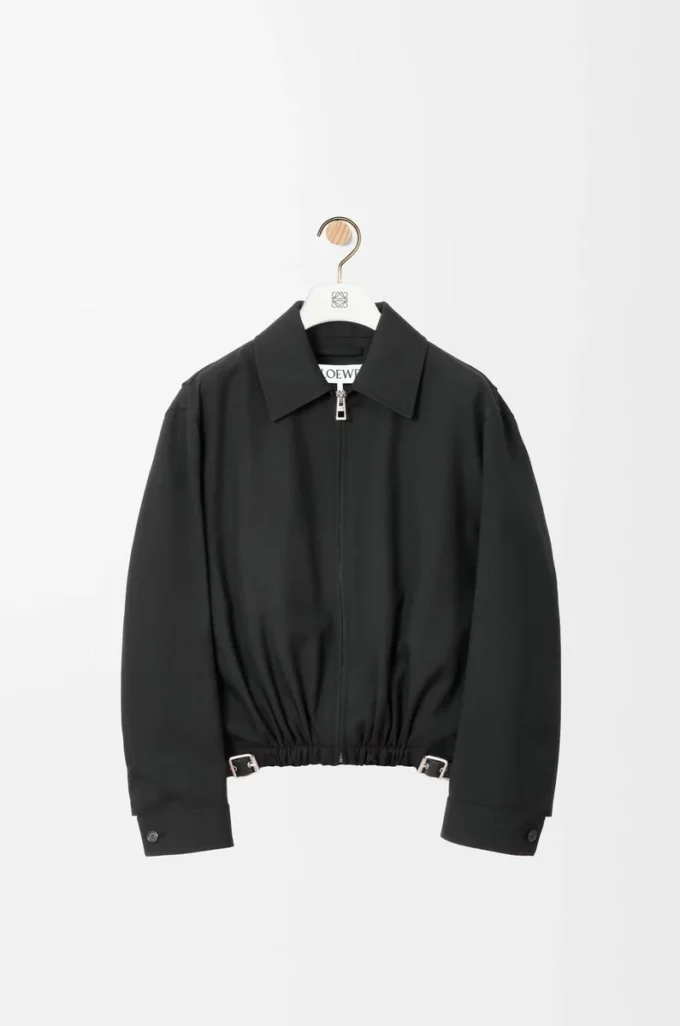 Belted jacket in wool Black Belted jacket in wool Black