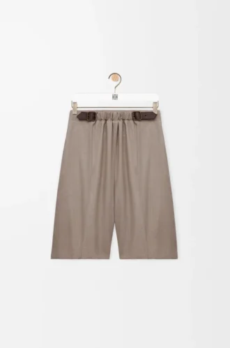 Belted shorts in wool Beige Melange