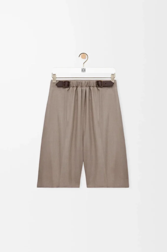 Belted shorts in wool Beige Melange Belted shorts in wool Beige Melange