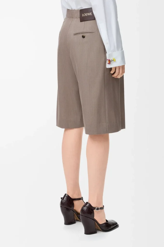 Belted shorts in wool Beige Melange Belted shorts in wool Beige Melange