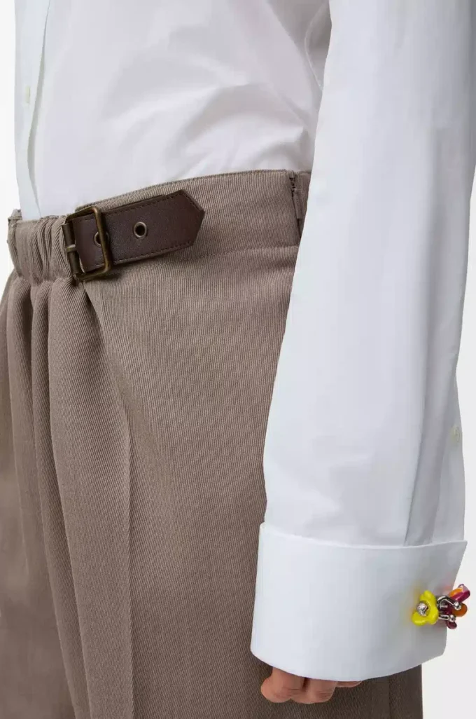 Belted shorts in wool Beige Melange Belted shorts in wool Beige Melange
