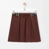 Belted skirt in cotton and silk Coffee