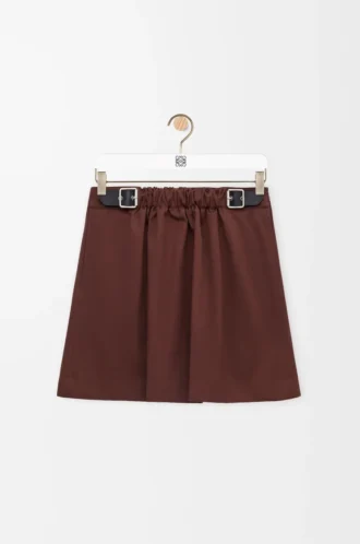 Belted skirt in cotton and silk Coffee