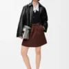 Belted skirt in cotton and silk Coffee