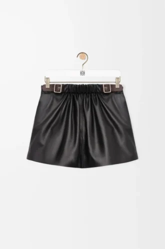 Belted skirt in nappa lambskin Black