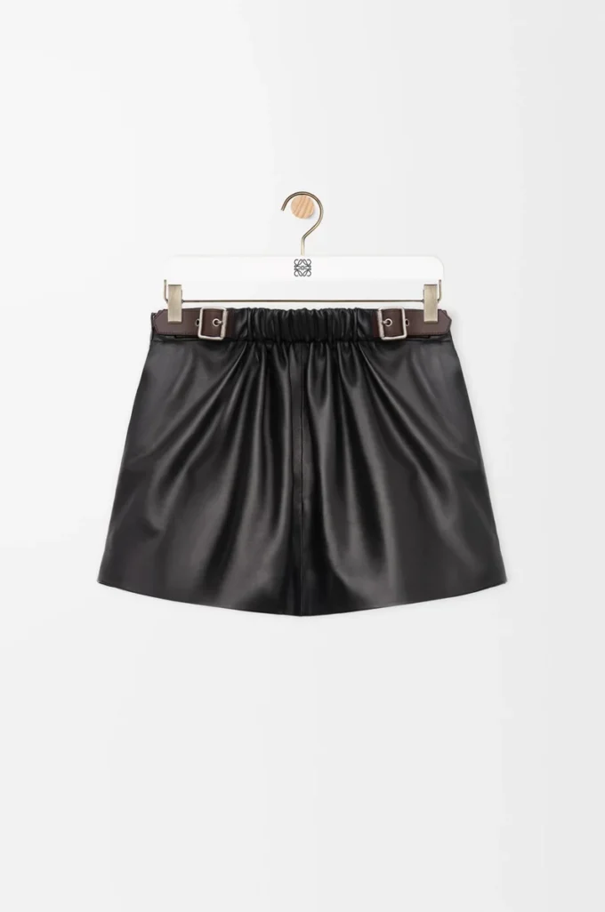 Belted skirt in nappa lambskin Black Belted skirt in nappa lambskin Black