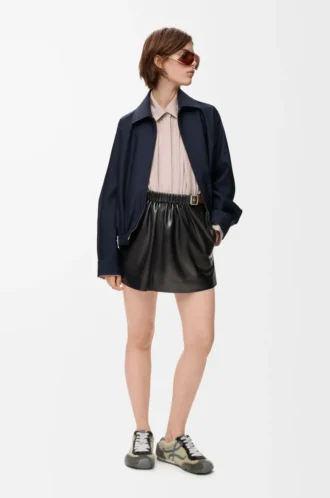 Belted skirt in nappa lambskin Black
