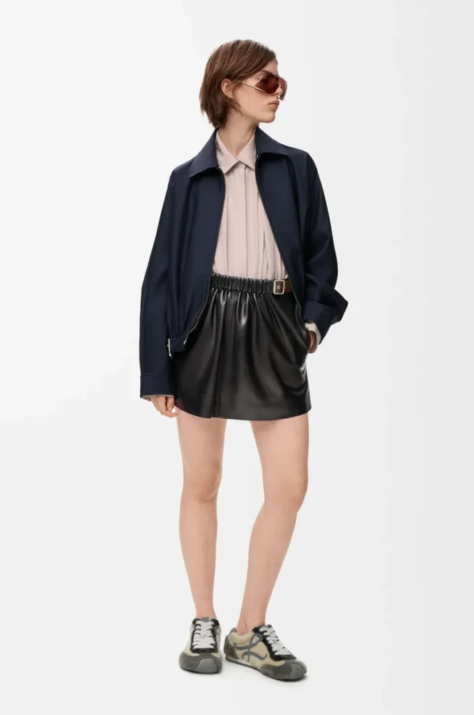 Belted skirt in nappa lambskin Black Belted skirt in nappa lambskin Black