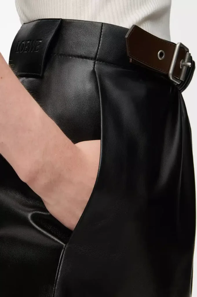 Belted skirt in nappa lambskin Black Belted skirt in nappa lambskin Black