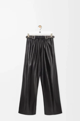 Belted trousers in nappa lambskin Black