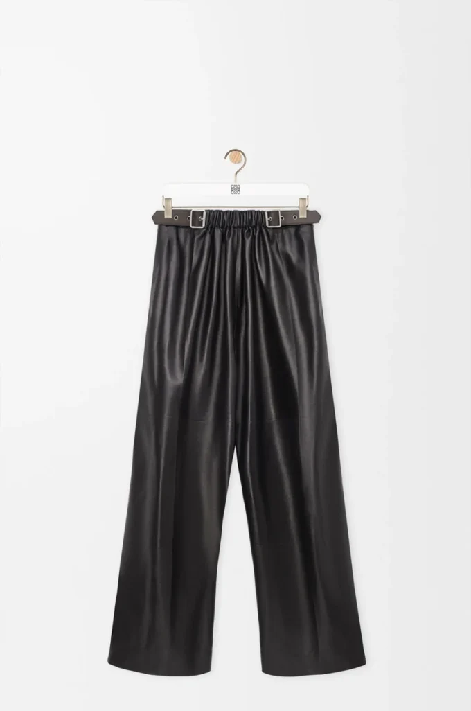 Belted trousers in nappa lambskin Black Belted trousers in nappa lambskin Black