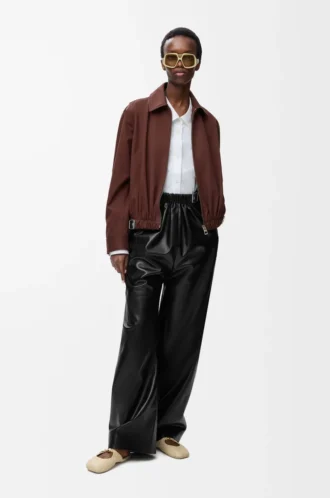 Belted trousers in nappa lambskin Black