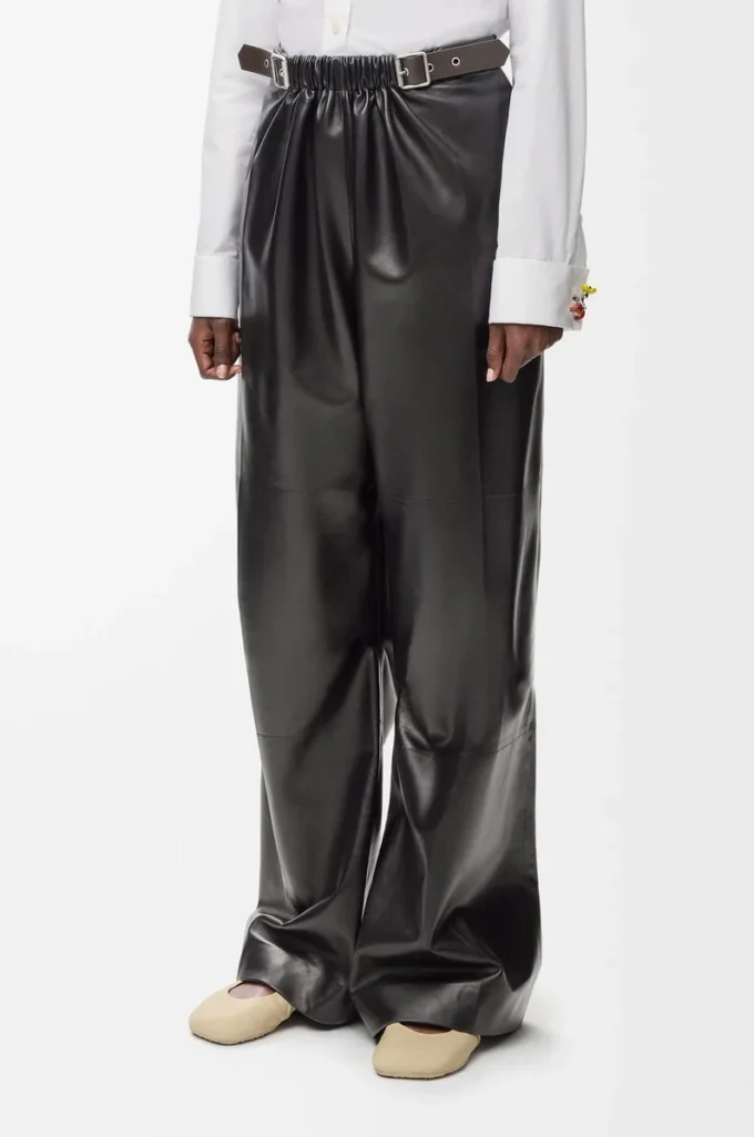 Belted trousers in nappa lambskin Black Belted trousers in nappa lambskin Black