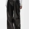 Belted trousers in nappa lambskin Black Belted trousers in nappa lambskin Black