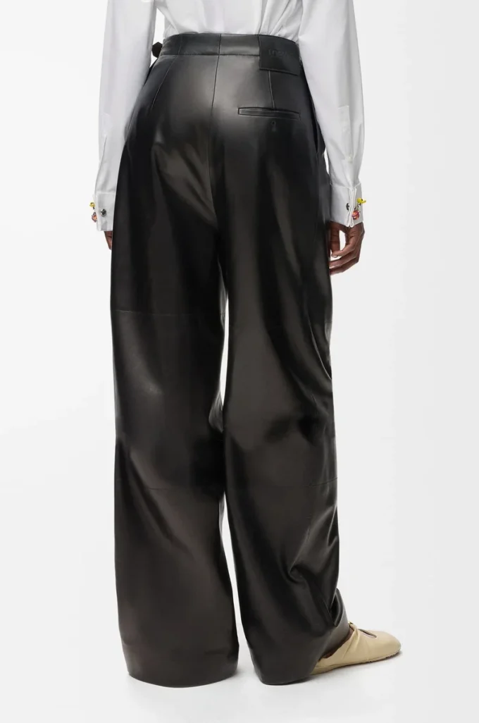 Belted trousers in nappa lambskin Black Belted trousers in nappa lambskin Black