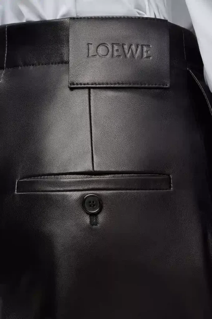 Belted trousers in nappa lambskin Black Belted trousers in nappa lambskin Black