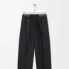 Belted trousers in wool and silk Black