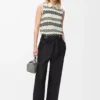 Belted trousers in wool and silk Black