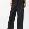 Belted trousers in wool and silk Black