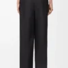 Belted trousers in wool and silk Black