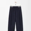 Belted trousers in wool and silk Navy Blue