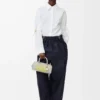 Belted trousers in wool and silk Navy Blue