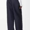Belted trousers in wool and silk Navy Blue