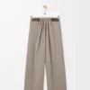 Belted trousers in wool Beige Melange Belted trousers in wool Beige Melange