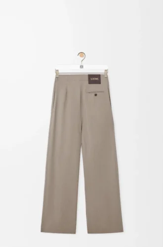 Belted trousers in wool Beige Melange