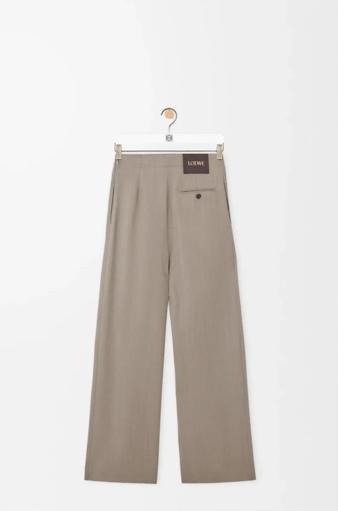 Belted trousers in wool Beige Melange Belted trousers in wool Beige Melange