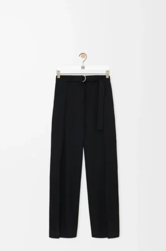Belted trousers in wool Black