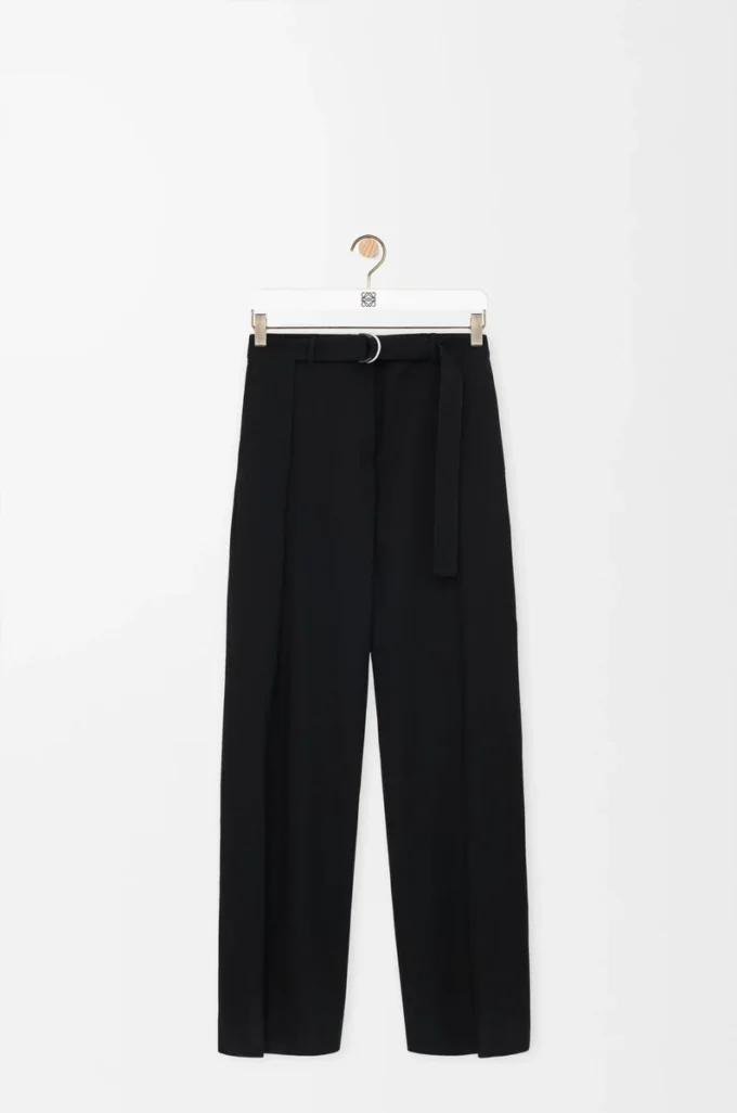Belted trousers in wool Black