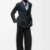 Belted trousers in wool Black