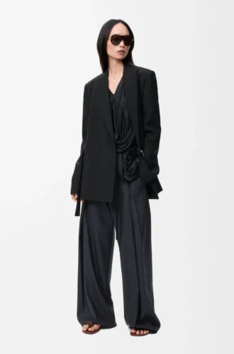 Belted trousers in wool Dark Grey