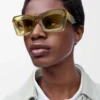 Beveled Cateye sunglasses Transparent Olive Beveled Cateye sunglasses Transparent Olive