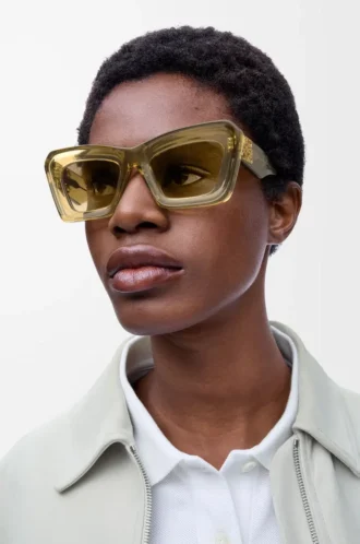Beveled Cateye sunglasses Transparent Olive