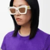Beveled Cateye sunglasses White/Ivory
