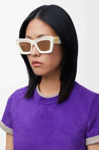 Beveled Cateye sunglasses White/Ivory