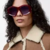 Beveled Pentagon sunglasses Milky Burgundy
