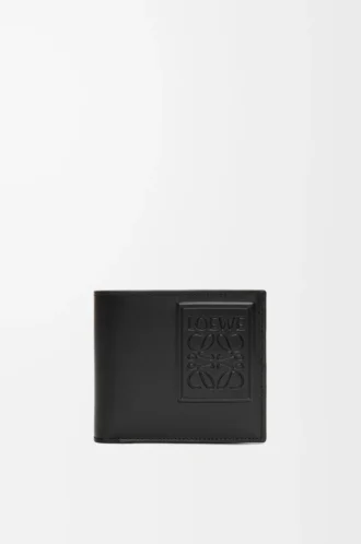 Bifold coin wallet in satin calfskin Black