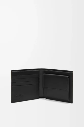 Bifold coin wallet in satin calfskin Black
