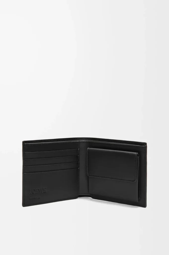Bifold coin wallet in satin calfskin Black Bifold coin wallet in satin calfskin Black