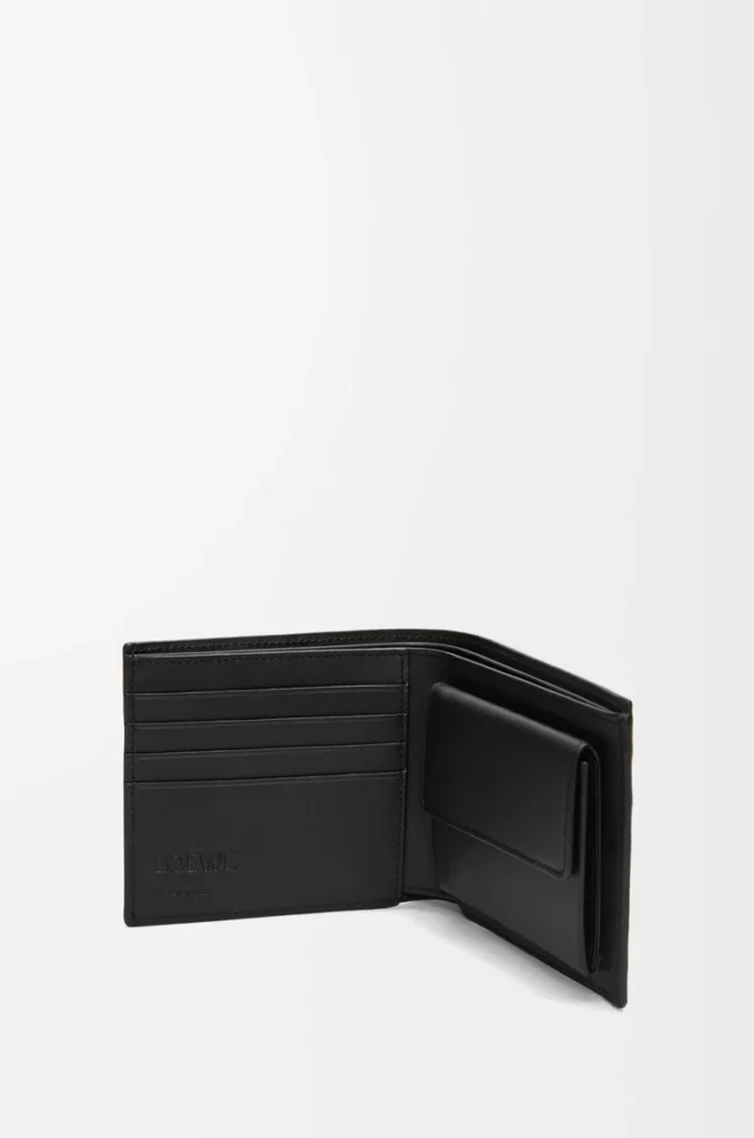 Bifold coin wallet in satin calfskin Black Bifold coin wallet in satin calfskin Black