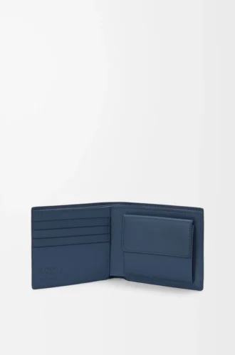 Bifold coin wallet in satin calfskin Indigo Dye
