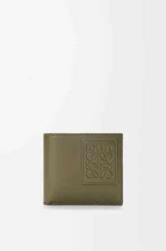 Bifold coin wallet in satin calfskin Khaki Green