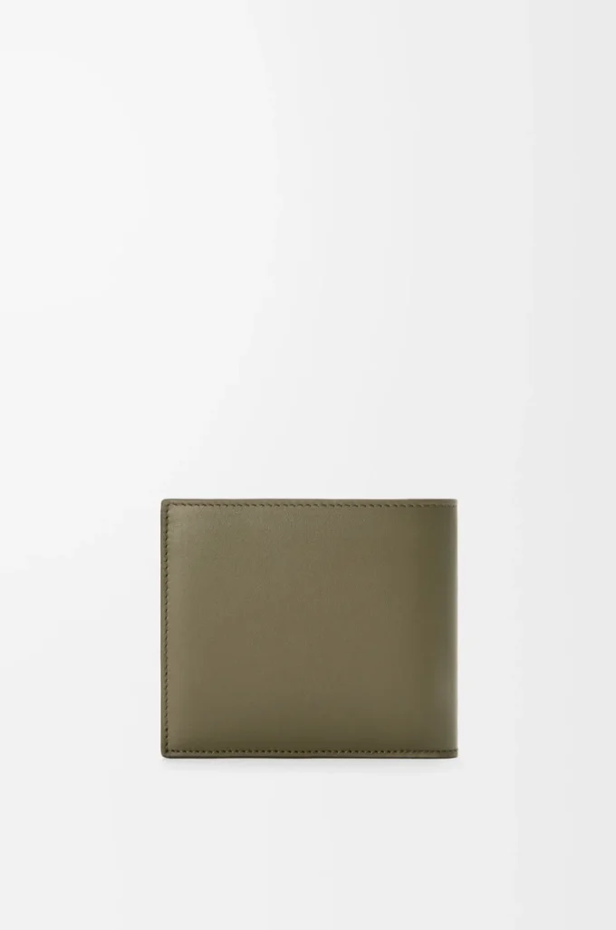Bifold coin wallet in satin calfskin Khaki Green Bifold coin wallet in satin calfskin Khaki Green