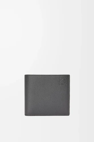 Bifold coin wallet in soft grained calfskin Anthracite
